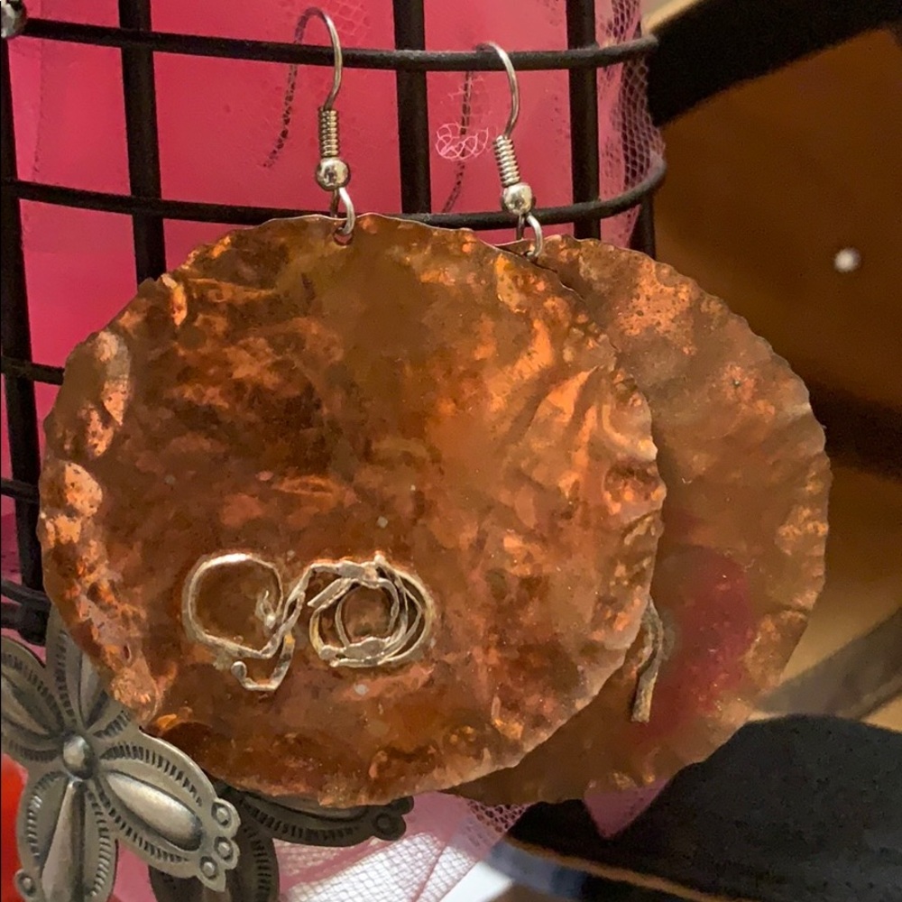 Large Copper Art Earrings